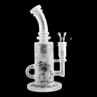 On Point Glass - 10" Sand Blasted Art Incycler Perc Water Pipe - [JA-08]
