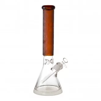 On Point Glass - 15.5" Color Tube Sand Blasted Art 25mm Thick Base Beaker Bong - Assorted Colors