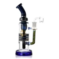 On Point Glass - 11" Multi Disk Incycler / Recycler Combo Water Pipe - Blue