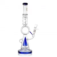 On Point Glass - 18" Donut Disk Shower Perc Bong - Blue