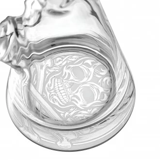 On Point Glass - 15.5" Color Tube Sand Blasted Art 25mm Thick Base Beaker Bong - Assorted Colors