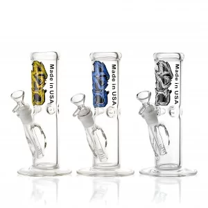 8" 50mm USA Made "420" Decal Art Straight Water Pipe - Assorted [JO55]