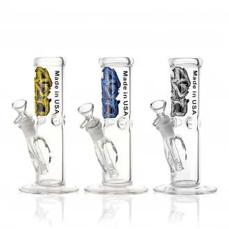 8" 50mm USA Made "420" Decal Art Straight Water Pipe - Assorted [JO55]