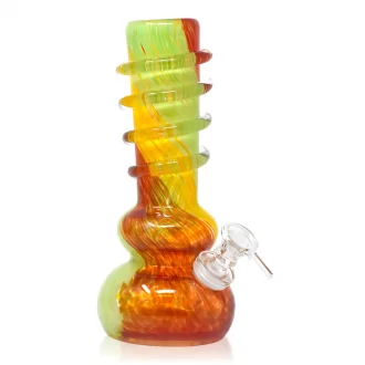 8" Double Bubble With Rings Soft Glass Waterpipes [L0301G]