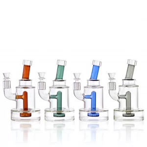 7.5" Bent Neck Showerhead Perc Cylindrical Water Pipe -  [RG103]