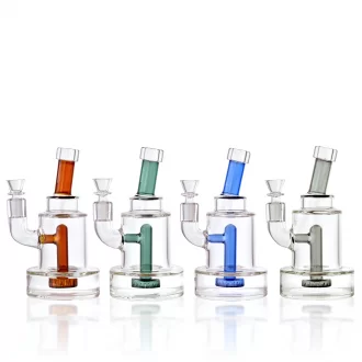 7.5" Bent Neck Showerhead Perc Cylindrical Water Pipe -  [RG103]