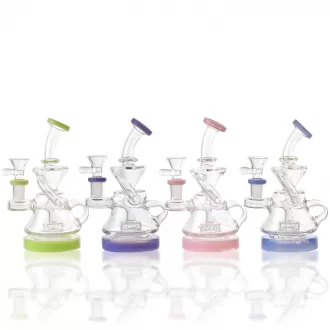 6.5" Mini Loop-Arm Showerhead Perc Recycler Water Pipe - [RG105]