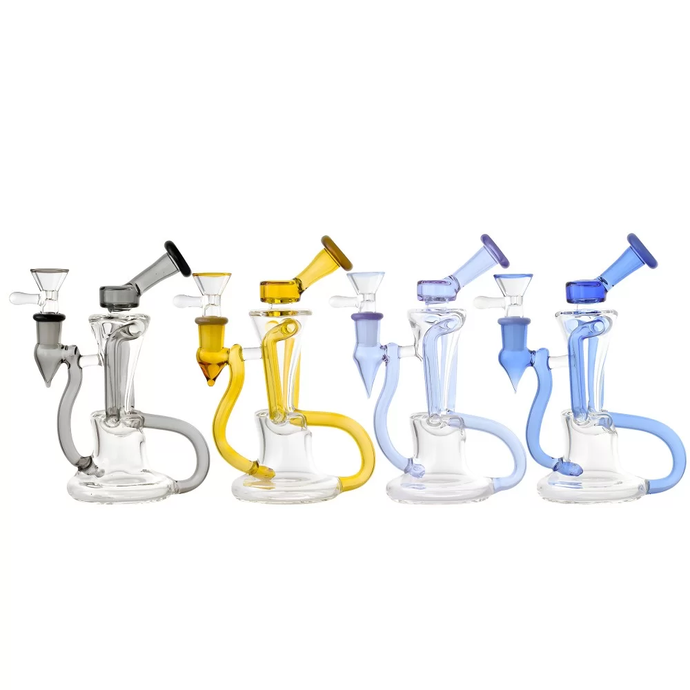 7" Helix Arm Recycler Water Pipe with Functional Glass Design 7 Inch Helix Arm Recycler Glass Water Pipe