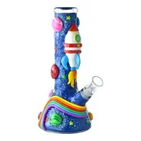 10.5" Rocketing to Relaxation Beaker Water Pipe - Glow in the Dark