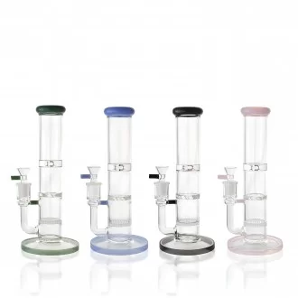 10" Straight Tube Honeycomb & Hurricane Perc Water Pipe - [RG128]