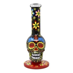 10.5" Sugar Skull Bloom - Smokin' Spirits Water Pipe