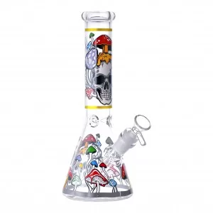 10" Shroom Skull Beaker Water pipe - Glow in the Dark