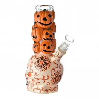 9" Pumpkin Stack Skull Water Pipe