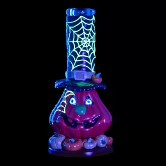 9.5" Witch Hat Spooky Pumpkin Water Pipe - Glow in the Dark