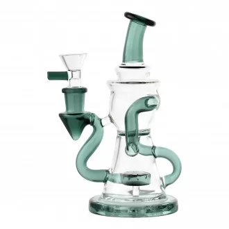 7" Curvy Glass Showerhead Perc Recycler Water Pipe - [RG94]