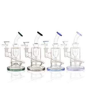 7" Curved Neck Honeycomb Perc Recycler Water Pipe
