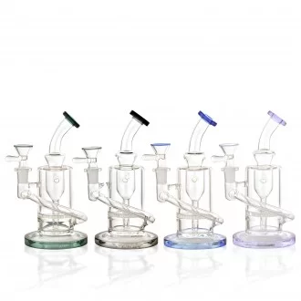 7" Curved Neck Honeycomb Perc Recycler Water Pipe