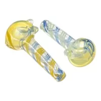 3.5" Gold Fumed Marble Art Spoon Hand Pipe - 2 Pack [SNV-16]