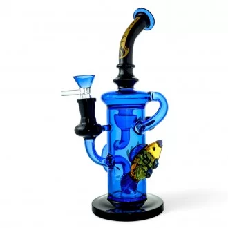 Social Glass - 10" Make Waves With Our Fish Art Shower Head Recycler Water Pipe - [MK-04]