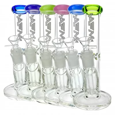8" AFM Glass Colored Lip Clear Mini Straight Tube Water Pipe*