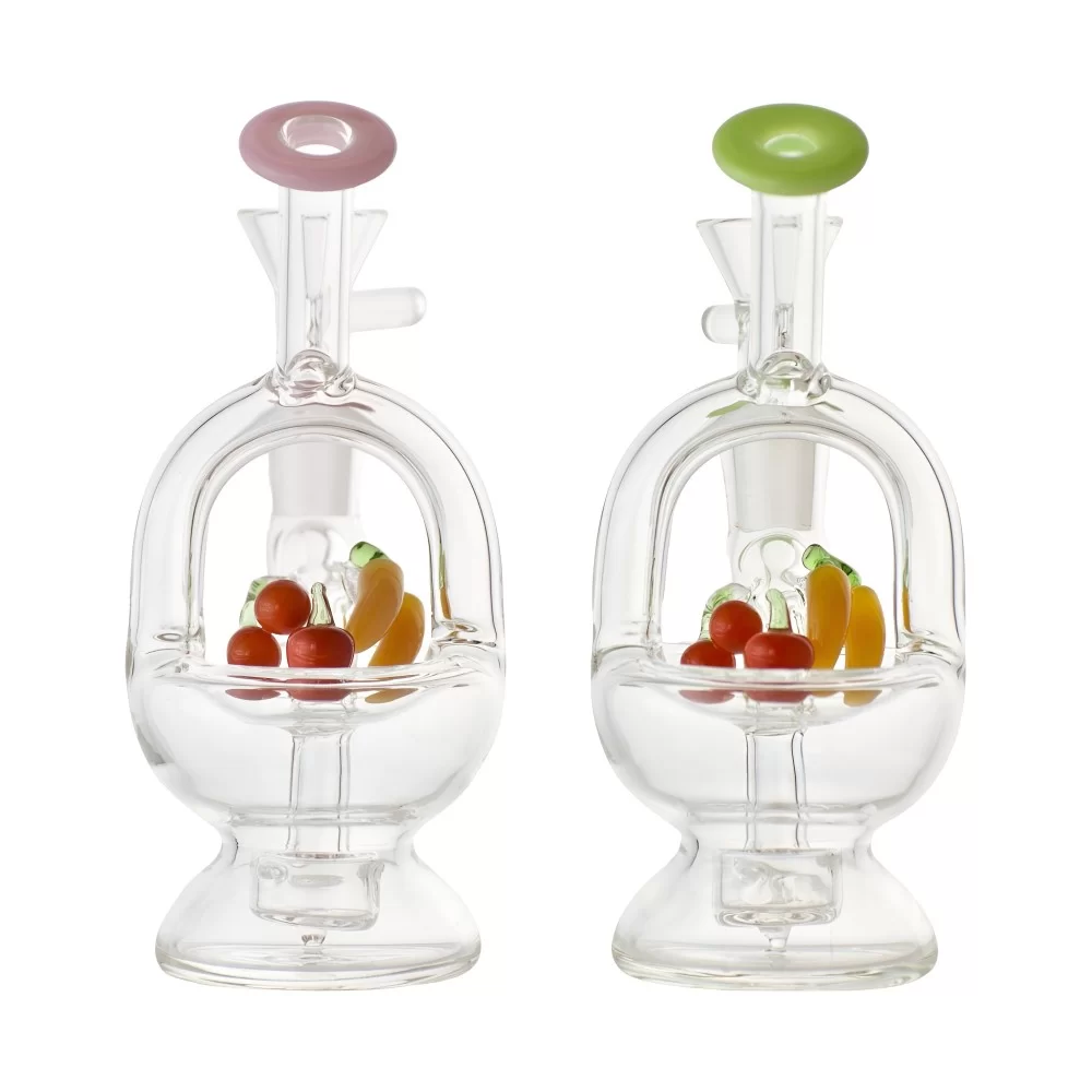 5.5 Inch Fruit Basket Glass Water Pipe – Colorful and Compact Mini fruit basket shaped water pipe with colorful glass details – 5.5 inch