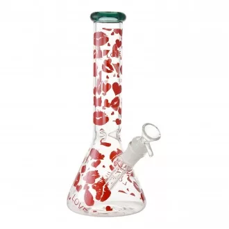 10" Love Decal Design 4mm Thickness Beaker Water Pipe - Assorted [WP4995]