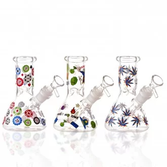6" Fun & Quirky Design Sticker Beaker Water Pipe - Assorted [WP9403]