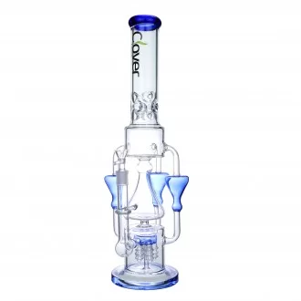Clover Glass - 18.5" Triple Hourglass Chamber w/ Perc Recycler Water Pipe - [WPA307]