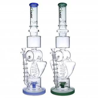 Clover Glass - 19.5" Multi Chamber Coil & Sprinkler Perc Recycler Water Pipe - [WPA-310]