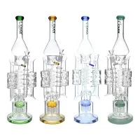 Clover Glass - 20.5" Triple Chamber Ice-Pinch Dual Perc Recycler Water Pipe - [WPA-88]
