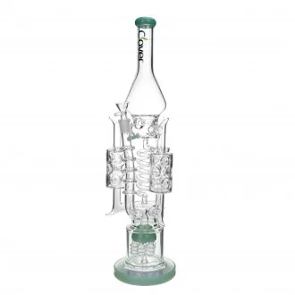 Clover Glass - 20.5" Triple Chamber Ice-Pinch Dual Perc Recycler Water Pipe - [WPA-88]