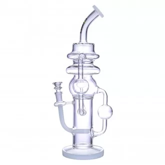 Clover Glass - 14" Multi Chamber Orb Inline Perc Recycler Water Pipe