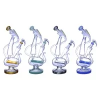 Clover Glass - 12.5" Double Loop Inline Perc Recycler Water Pipe