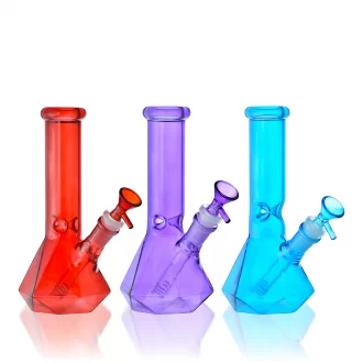 8.5" Prism Cut Electroplated Beaker Water Pipe - Assorted