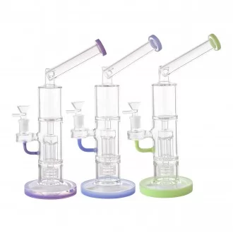12" Side Car Matrix & Tree Perc Straight Tube Water Pipe - Assorted [WPB1065]