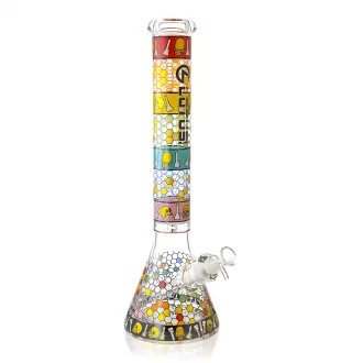 16.5" Abstract Art Skull Beaker Water Pipe - Glow in the Dark