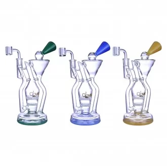 Clover Glass - 9.5" - Funnel Style Dual Honeycomb Perc Recycler Water Pipe