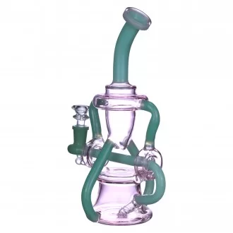 Clover Glass - 10" Double Donut Chamber Recycler Water Pipe