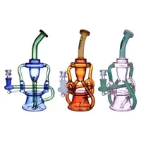 Clover Glass - 10" Double Donut Chamber Recycler Water Pipe