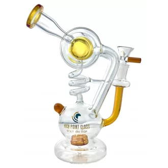 High Point Glass - 9.5" 5mm Stunning Drum Shower Head Perc Spiral Recycler Water Pipe [WPD-273]