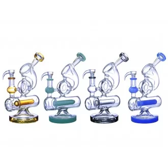 Clover Glass - 9" Twisted Neck Donut Inline Perc Water Pipe
