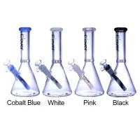 Clover Glass - 10" Crystal Clear Color Accent Beaker Water Pipe - [WPE-139]