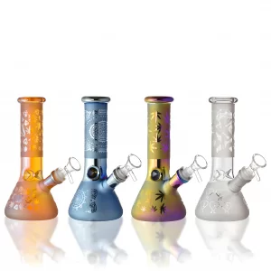 8" Leaf Glow Electroplated Beaker Water Pipe - Assorted