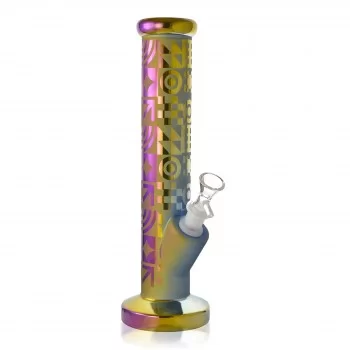 12" Electroplated Frosted Straight Tube Water Pipe - Assorted