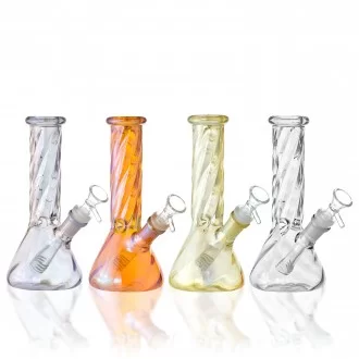 8" Swirl Glass Electroplated Beaker Water Pipe