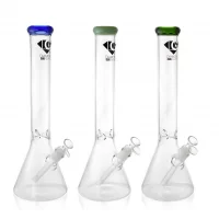 Diamond Gold Glass - 16" Ice-Pinch  Clear Beaker Water Pipe - Assorted [WPW0007-2002]