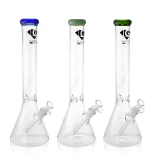 Diamond Gold Glass - 16" Ice-Pinch  Clear Beaker Water Pipe - Assorted 