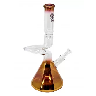 13.5" ZONG! Gold Fumed Beaker 2-Kink Zong Water Pipe - [ZMINI-BKU]