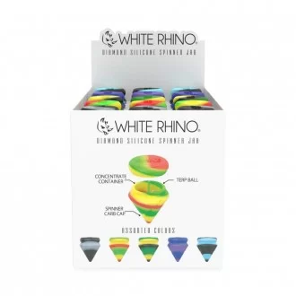 White Rhino Diamond Spinner Silicone Jar - (Display of 45)